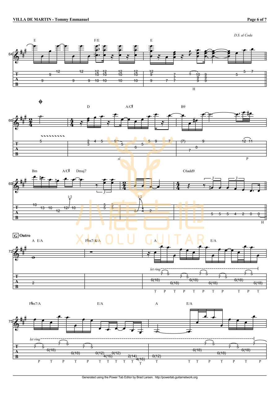 Tommy Emmanuel Villa de Martin吉他谱 指弹六线谱