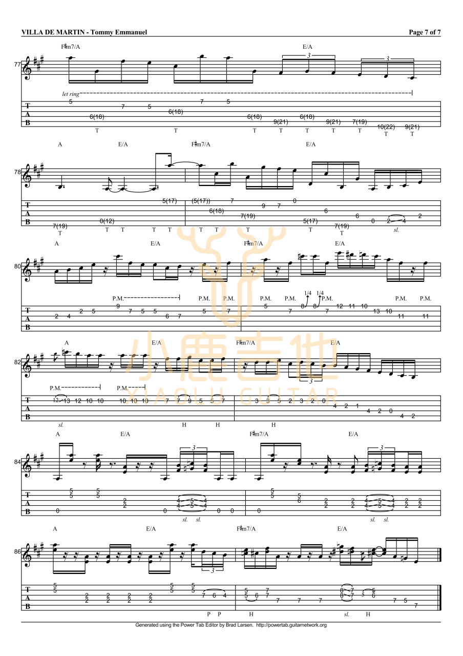 Tommy Emmanuel Villa de Martin吉他谱 指弹六线谱