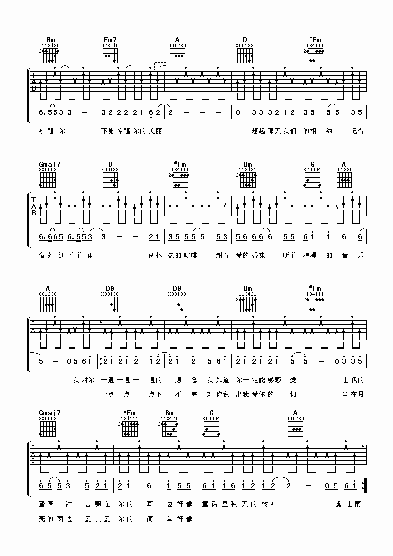 1983组合 爱情木瓜吉他谱D调 阿潘音乐工场弹唱六线谱