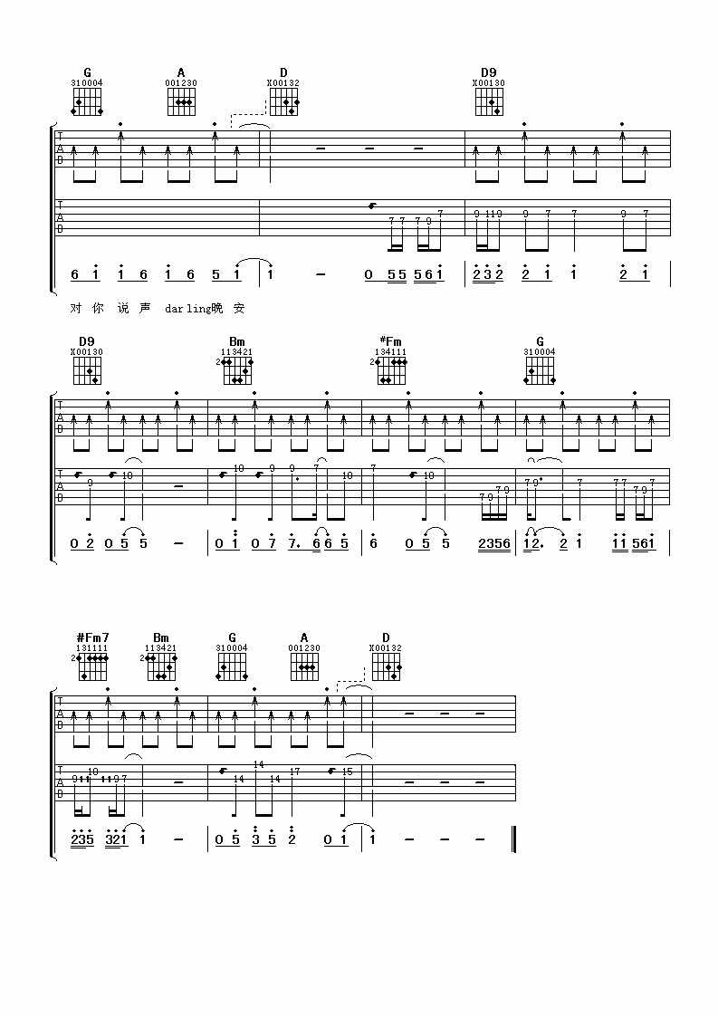 1983组合 爱情木瓜吉他谱D调 阿潘音乐工场弹唱六线谱