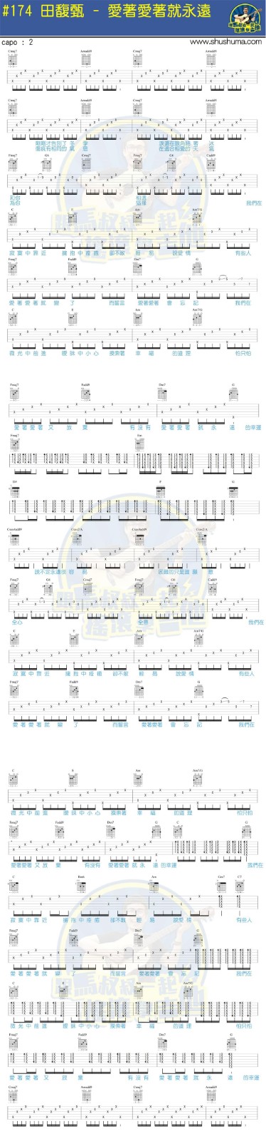 田馥甄 爱着爱着就永远吉他谱C调 弹唱六线谱