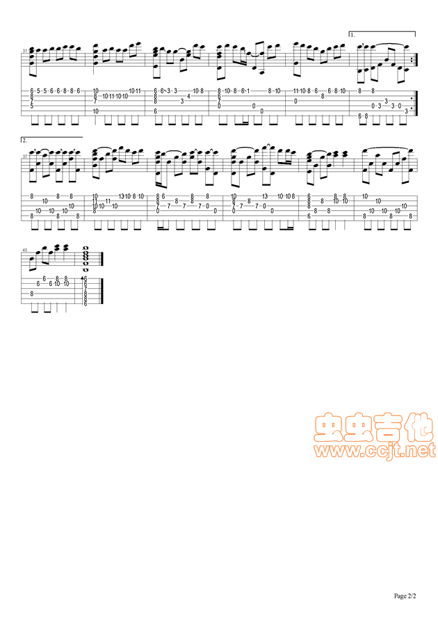 莫文蔚 广岛之恋指弹谱 原调六线谱 虫虫吉他编配