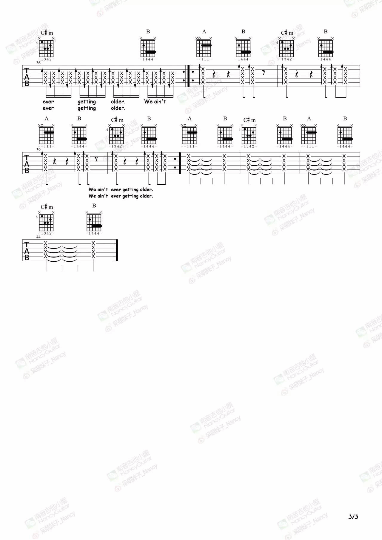 The Chainsmokers closer吉他谱A调 弹唱六线谱