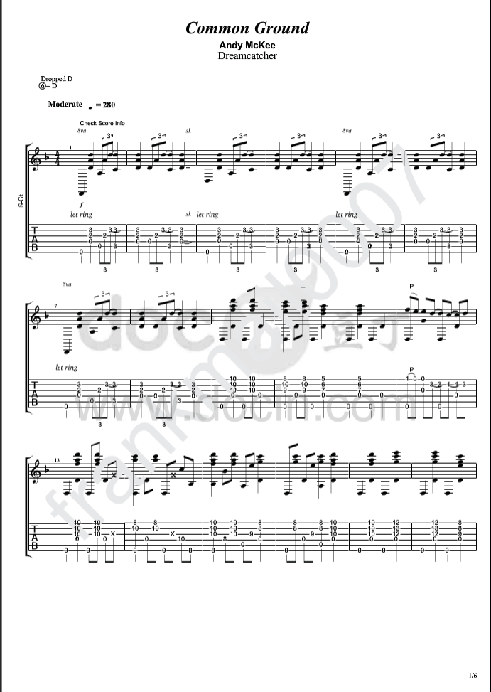Andy McKee common ground吉他指弹谱