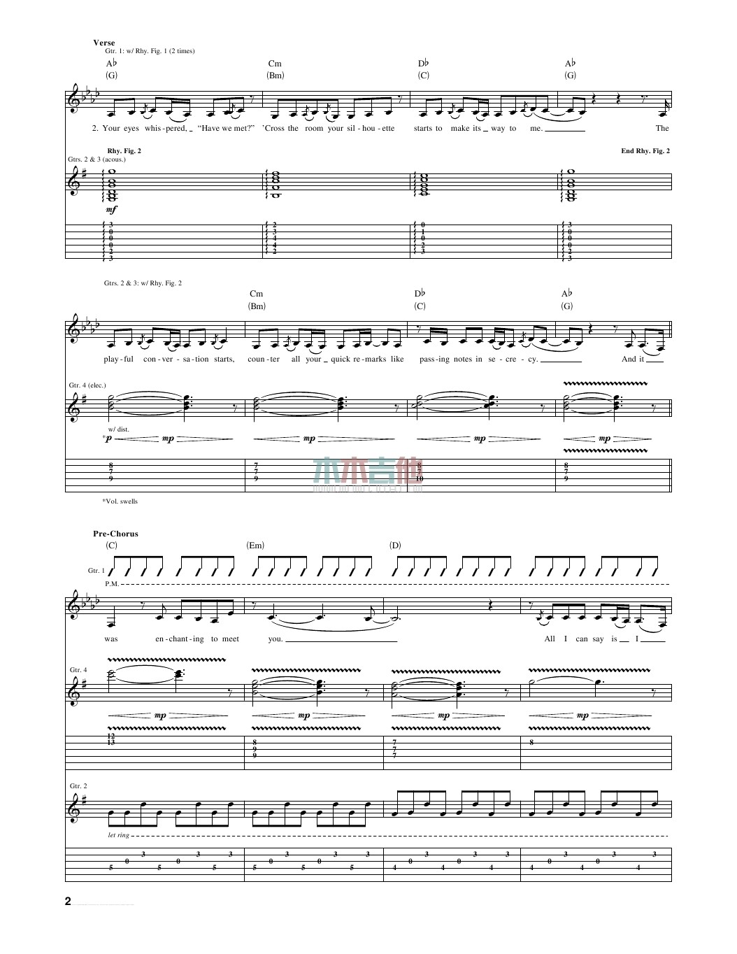 Taylor Swift enchanted指弹谱原调 木木吉他弹唱六线谱