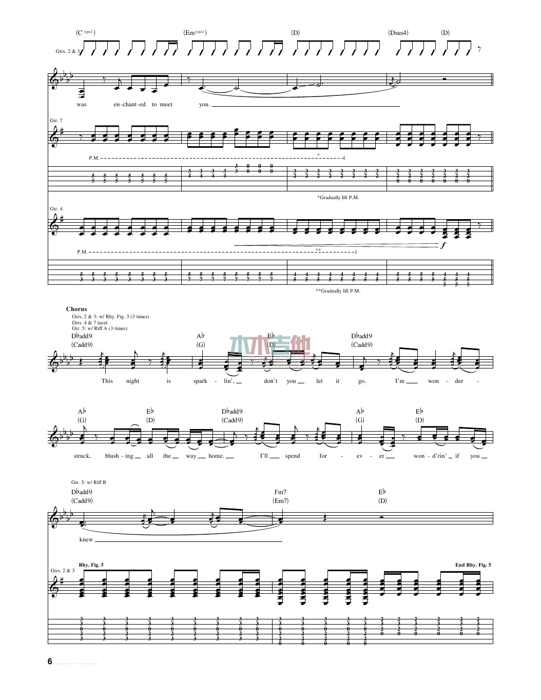 Taylor Swift enchanted指弹谱原调 木木吉他弹唱六线谱