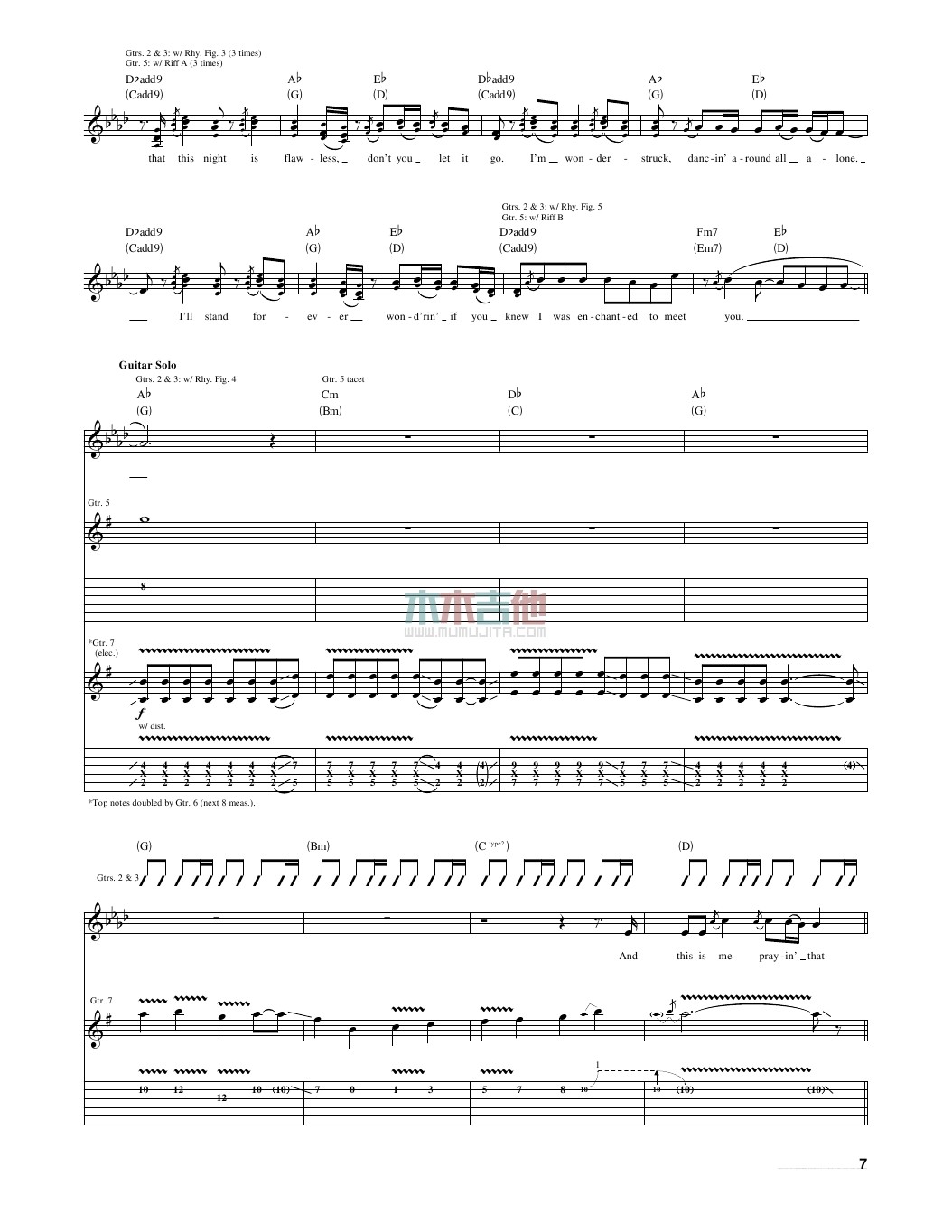 Taylor Swift enchanted指弹谱原调 木木吉他弹唱六线谱