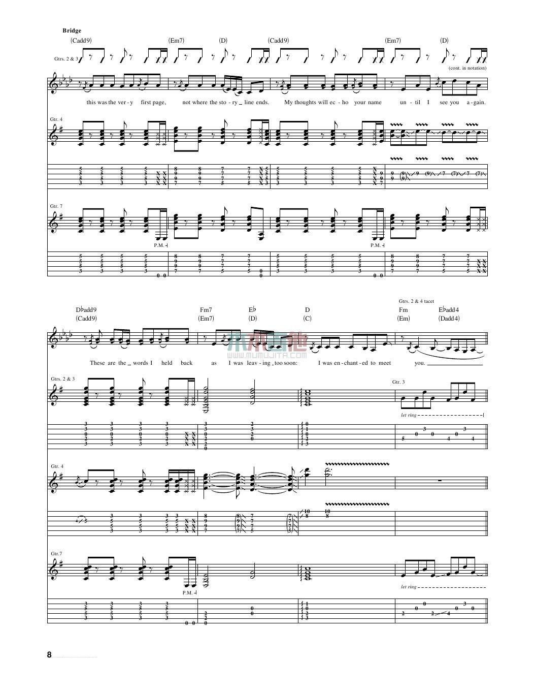 Taylor Swift enchanted指弹谱原调 木木吉他弹唱六线谱