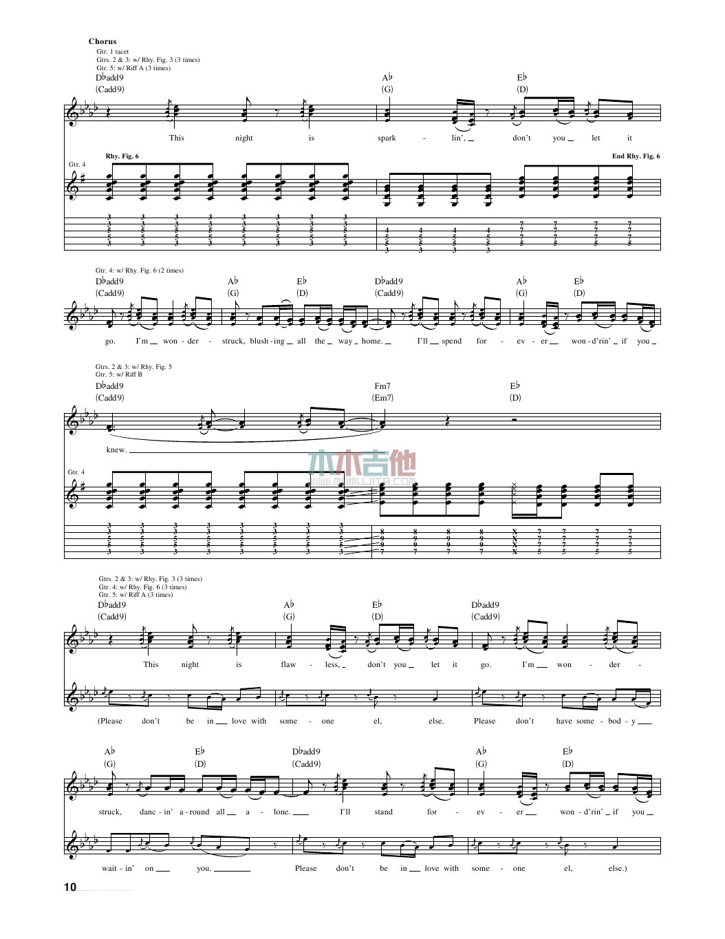 Taylor Swift enchanted指弹谱原调 木木吉他弹唱六线谱