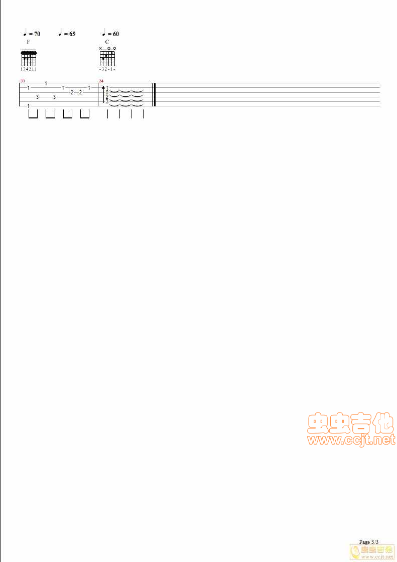 周传雄 赋别曲吉他谱C调 虫虫吉他弹唱六线谱