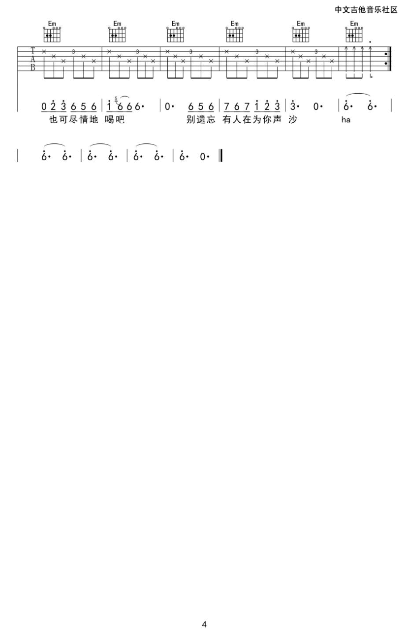 陈奕迅 浮夸吉他谱G调 弹唱六线谱