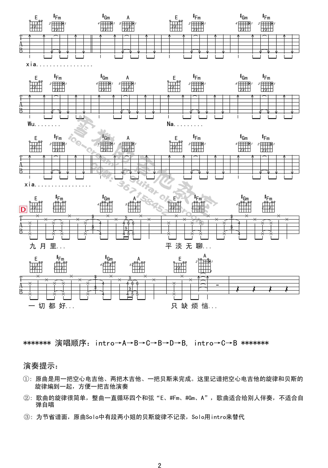 王菲 浮躁吉他谱E调 弹唱六线谱