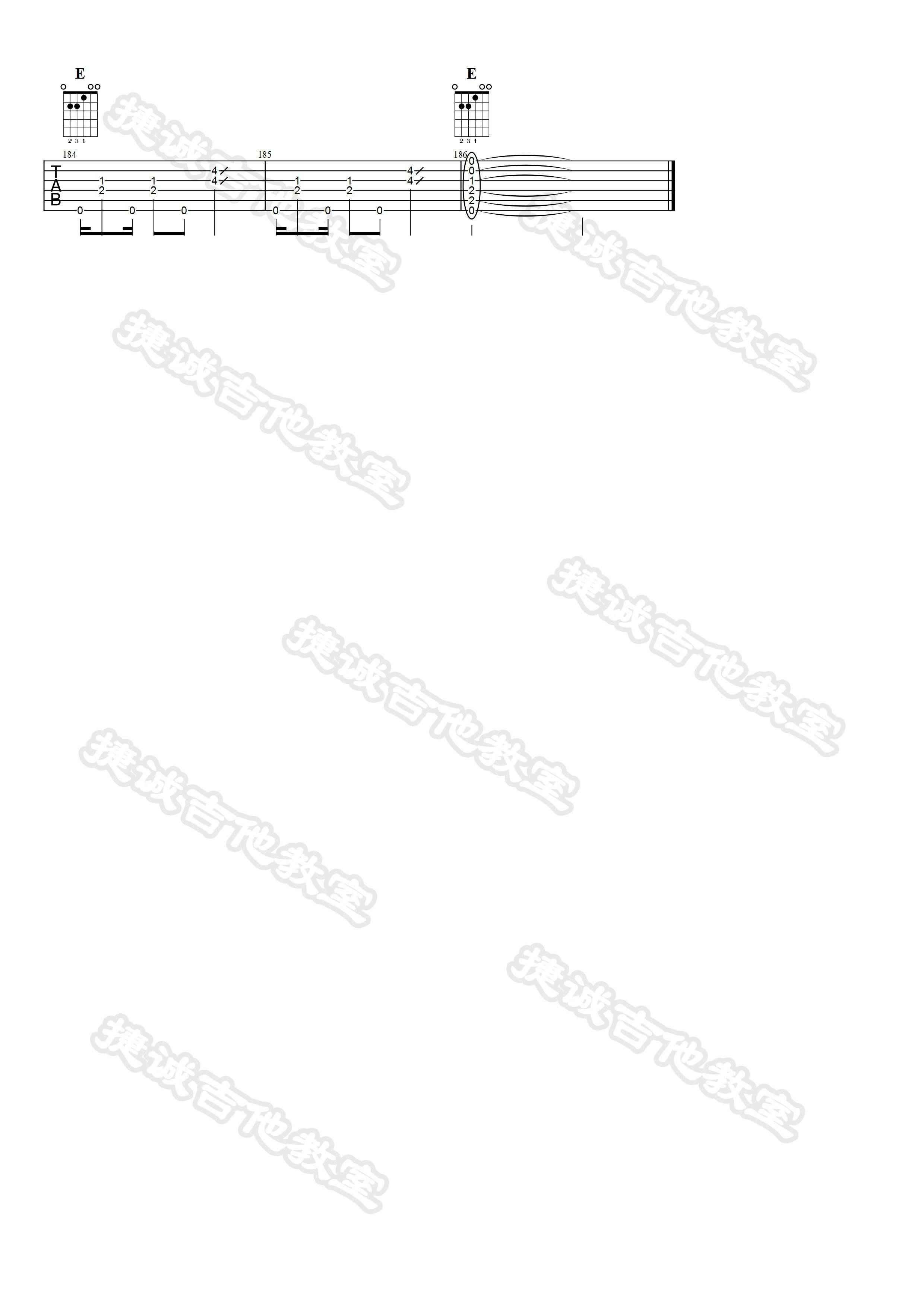 陈绮贞 观察者吉他谱E调 鹤唳吉他教室弹唱六线谱
