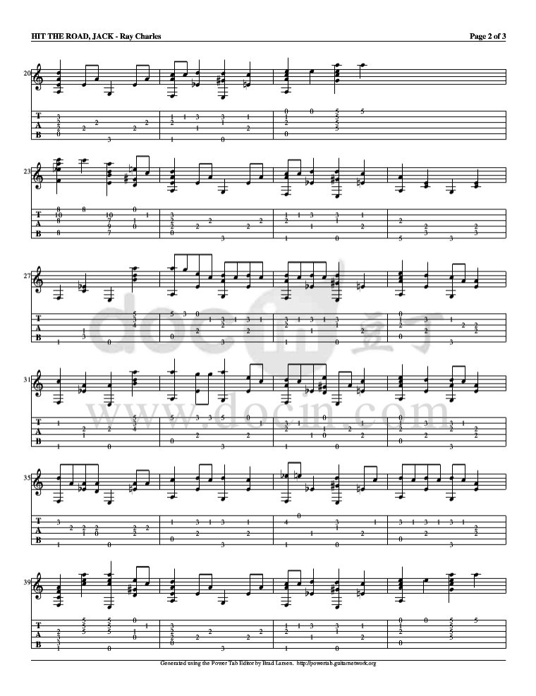 Ray Charles hit the road jack吉他指弹谱