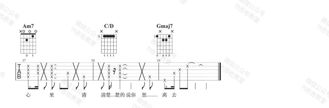 Fine乐团 呼吸决定吉他谱G调 7T吉他教室弹唱六线谱