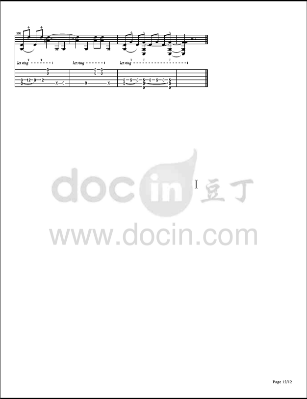 郑成河 irony指弹谱 D调六线谱 豆丁网编配
