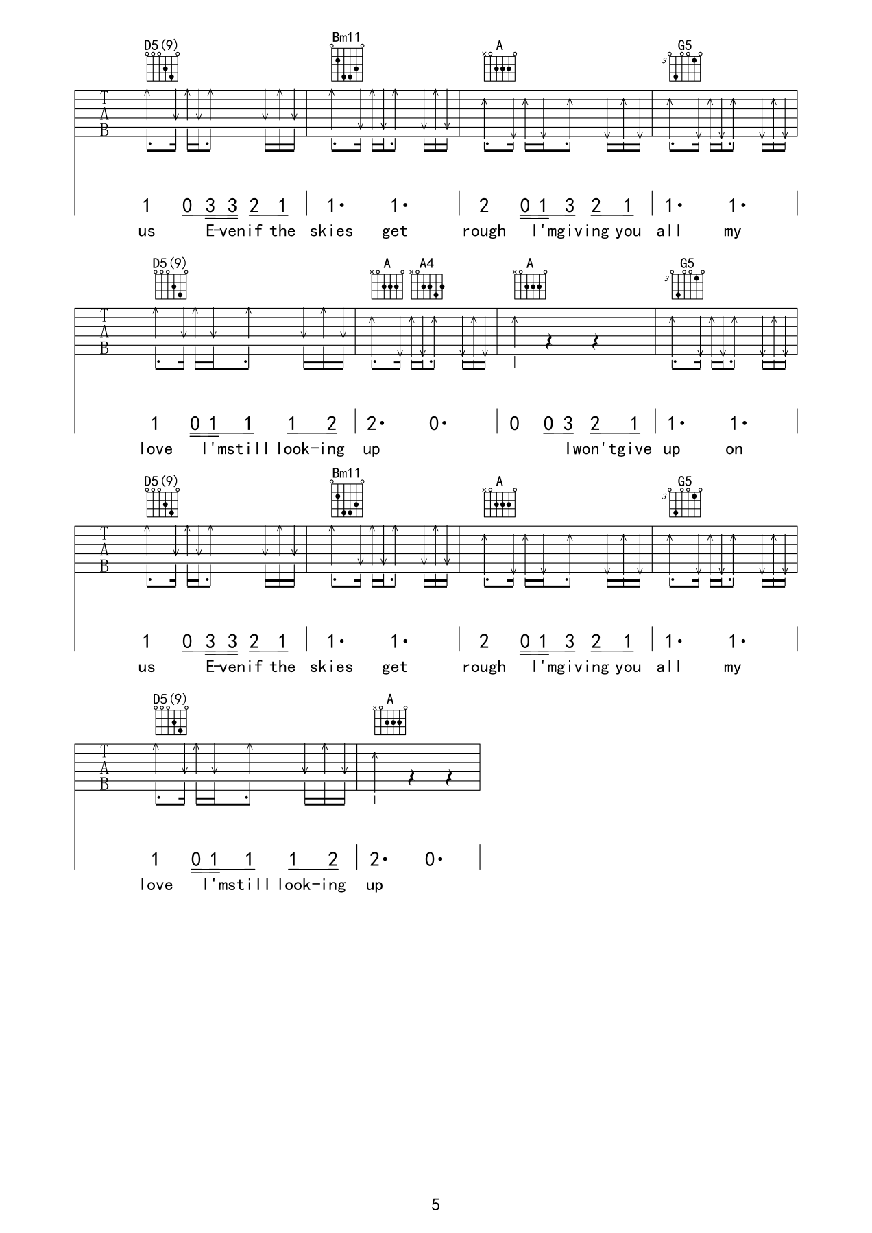 Jason Mraz i wont give up吉他谱E调 弹唱六线谱