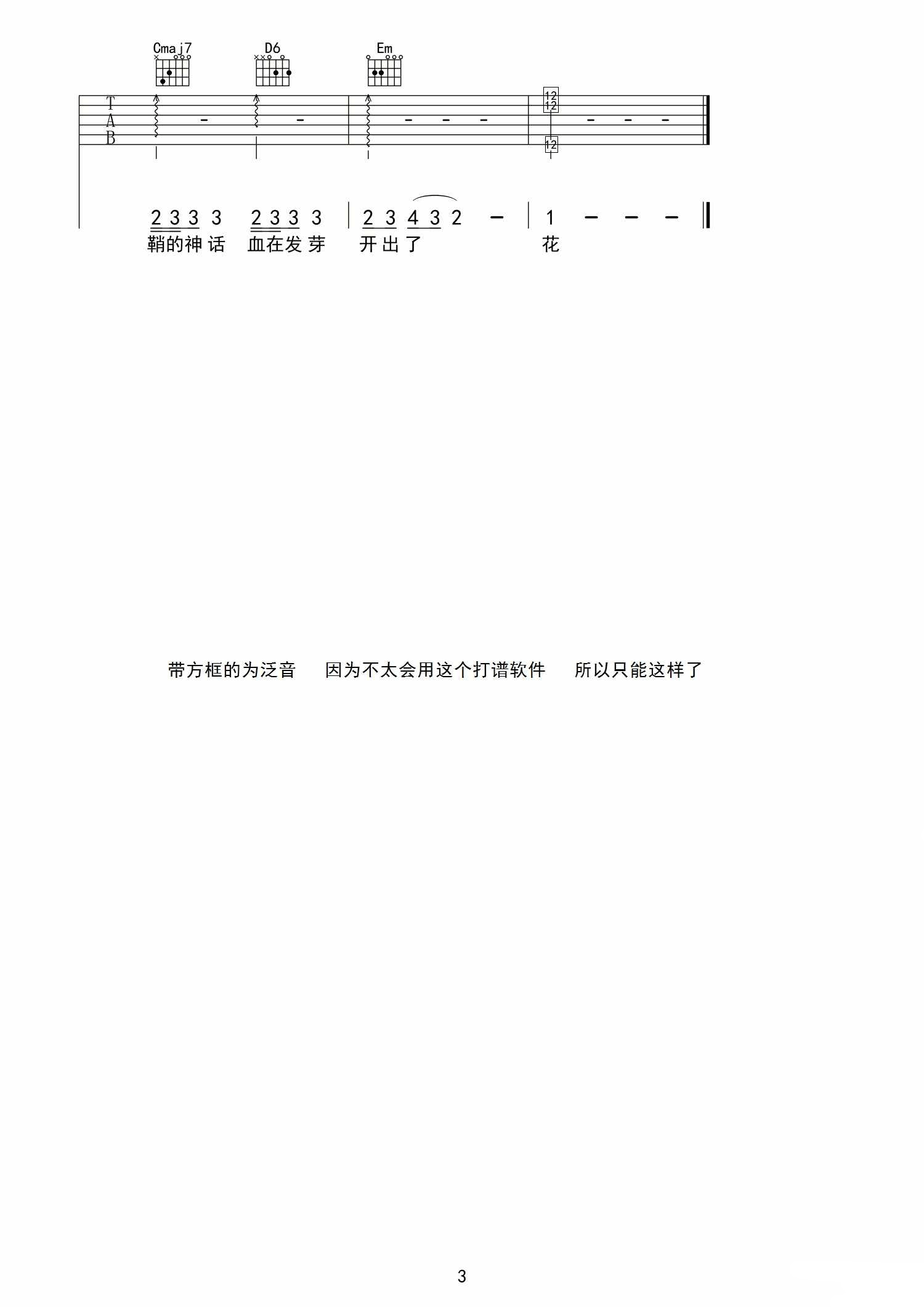 李易峰 剑伤吉他谱G调 宁陵咆哮哥记谱弹唱六线谱