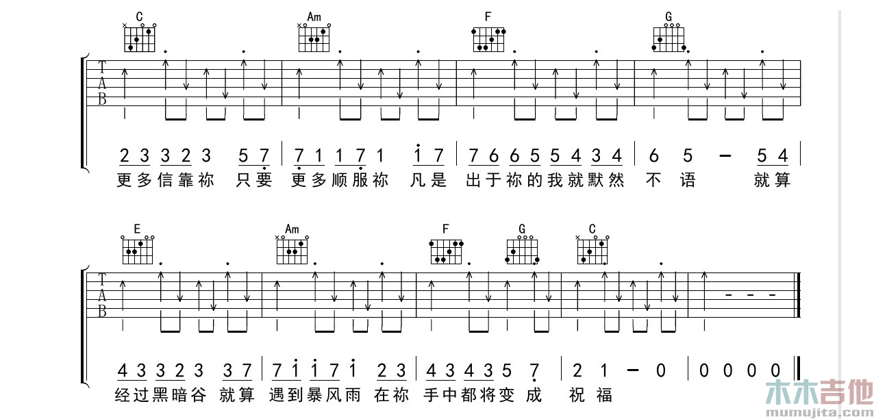 盛晓玫 脚步吉他谱C调 彼岸吉他弹唱六线谱