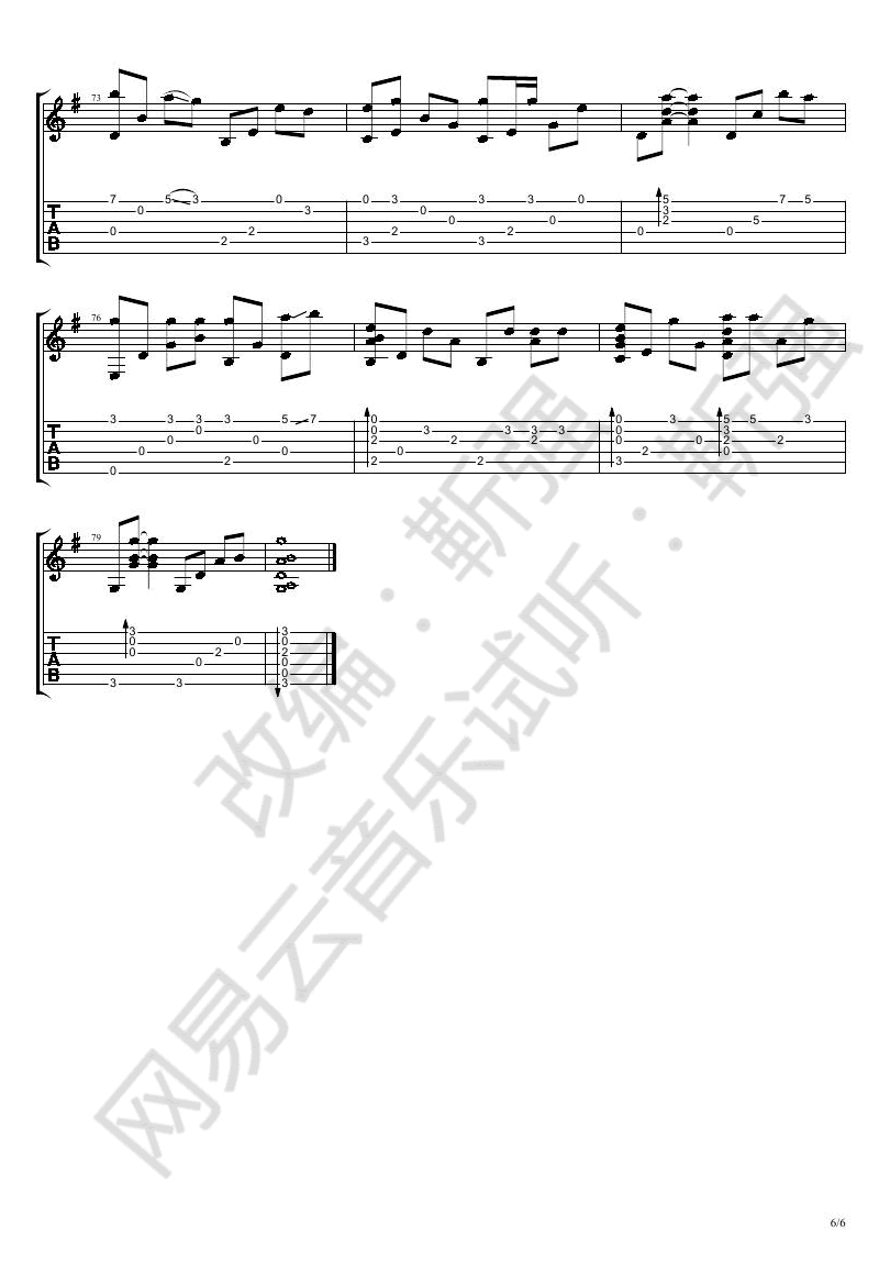 赵薇 离别的车站吉他谱 指弹六线谱