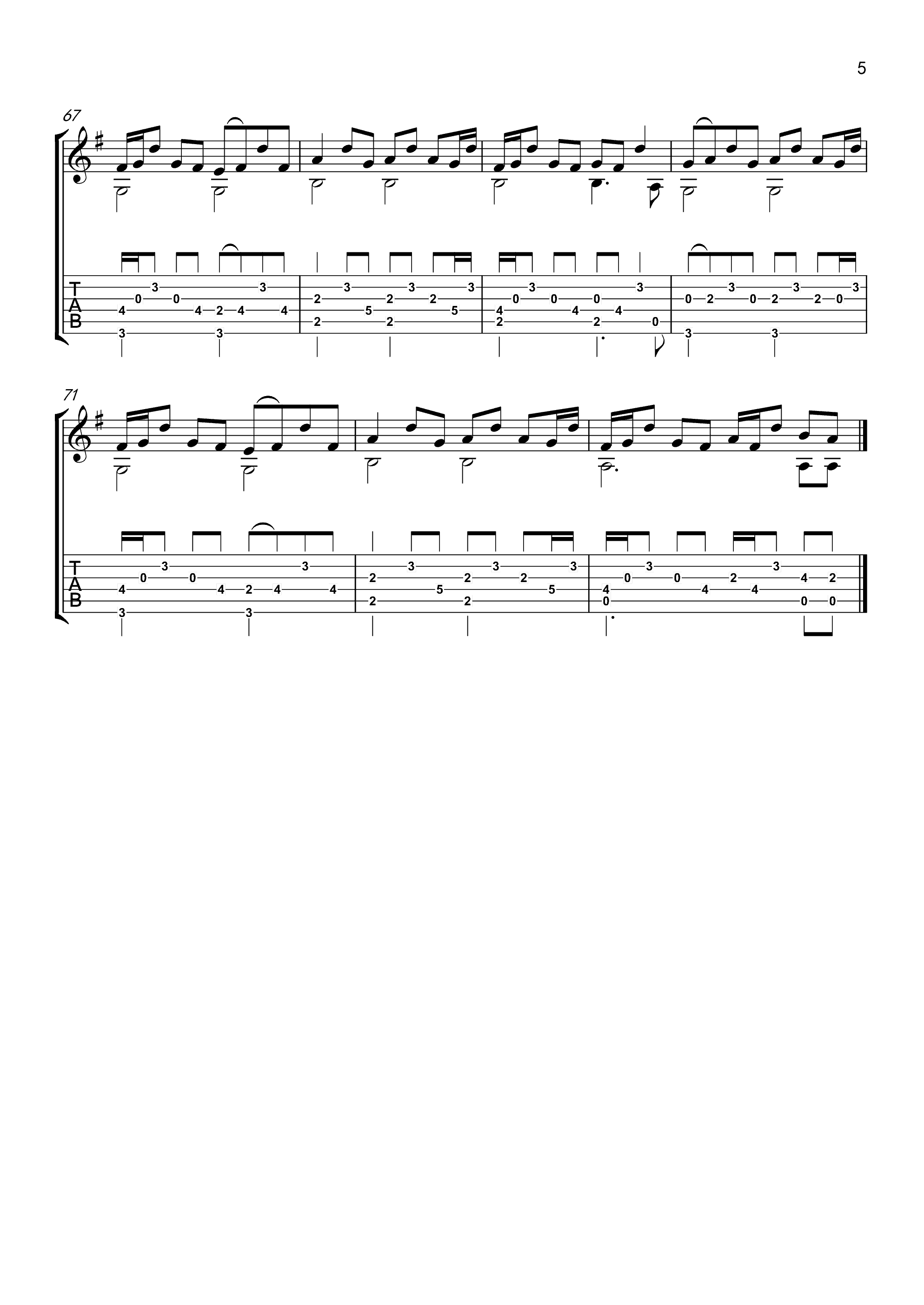 RADWIMPS 梦灯笼指弹谱 原调六线谱 高清版