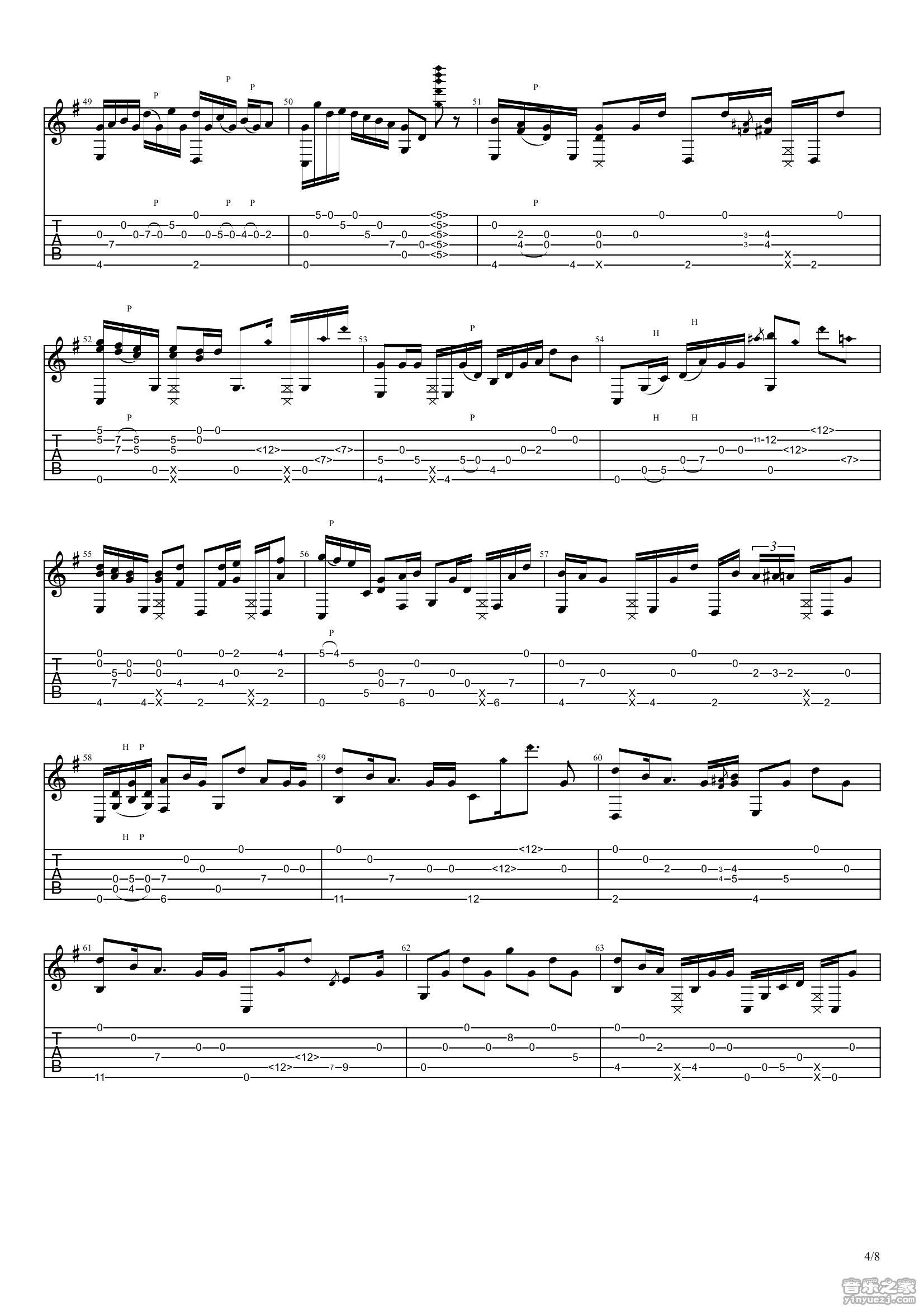 Radwimps 你的名字指弹谱 C调六线谱
