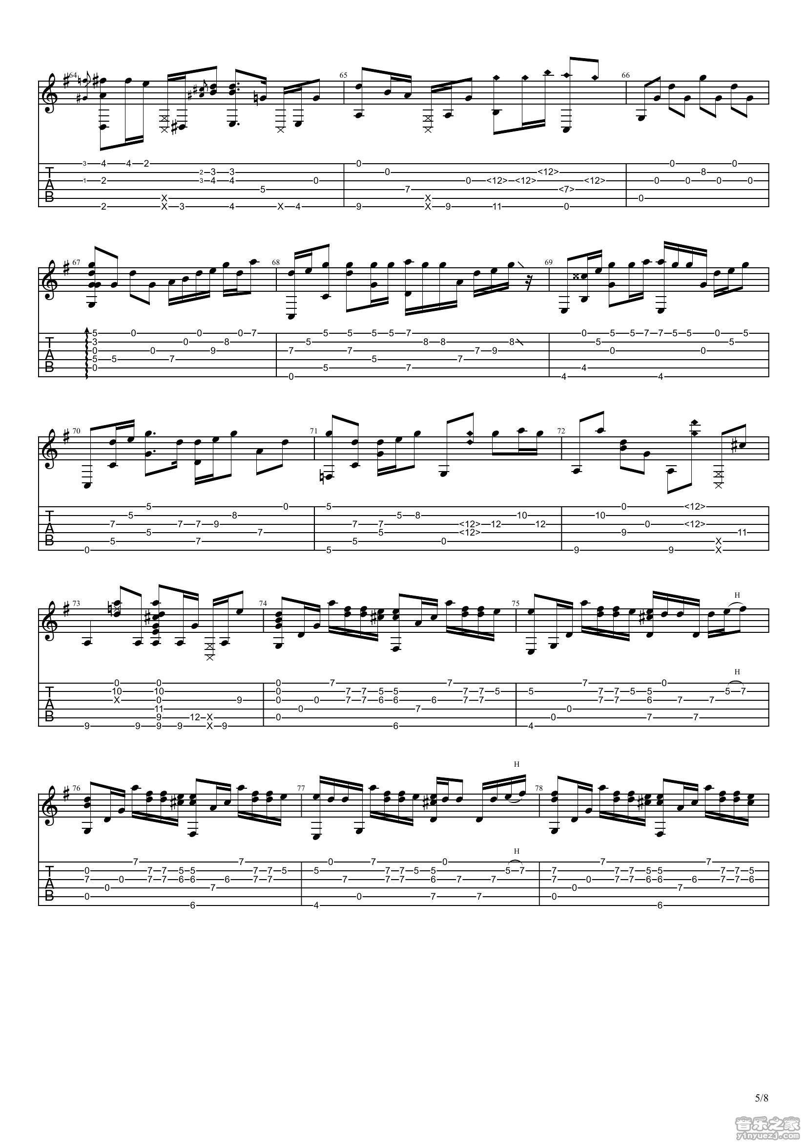 Radwimps 你的名字指弹谱 C调六线谱