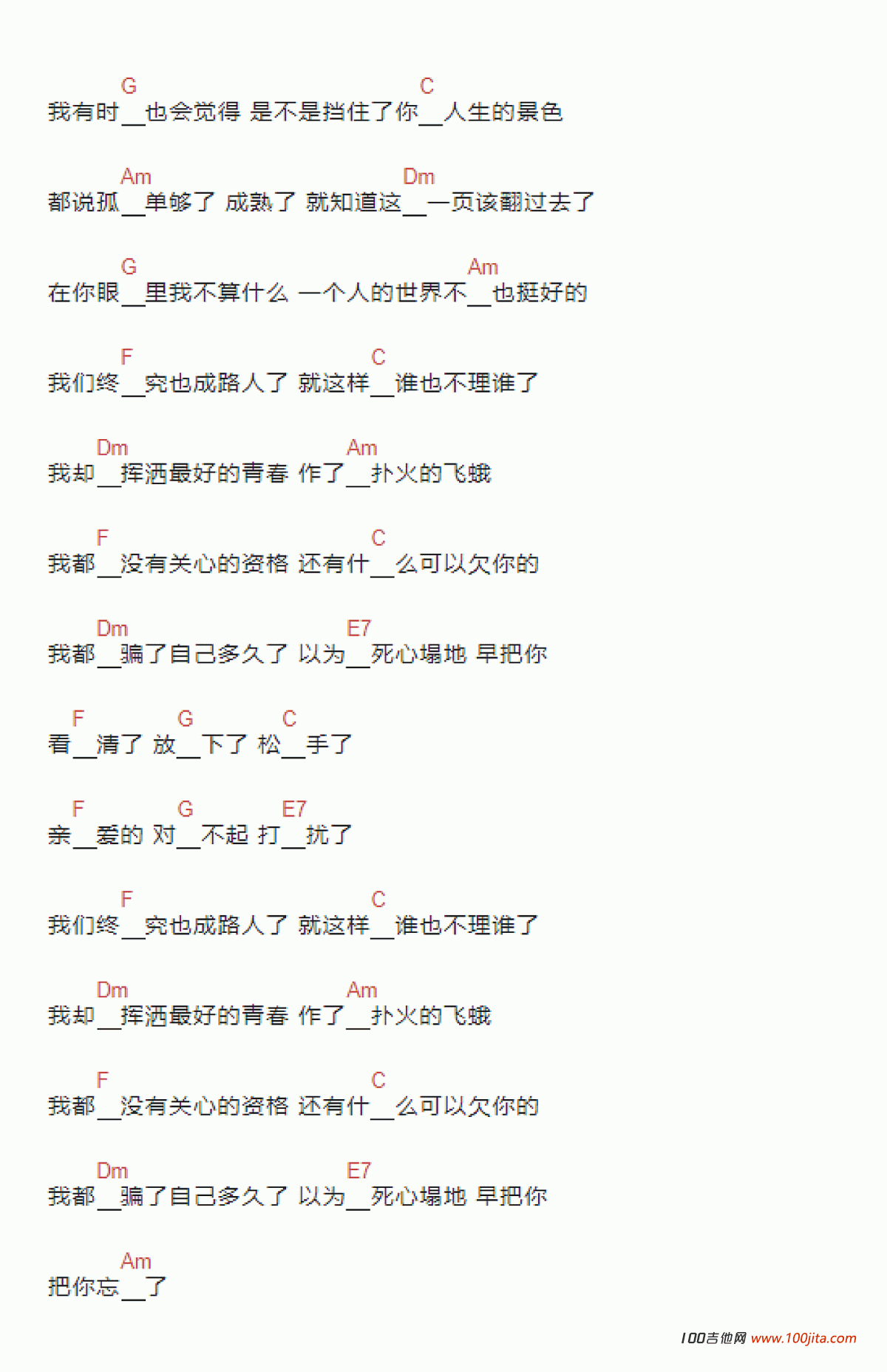虎二 你应该很快乐吉他谱A调 弹唱六线谱