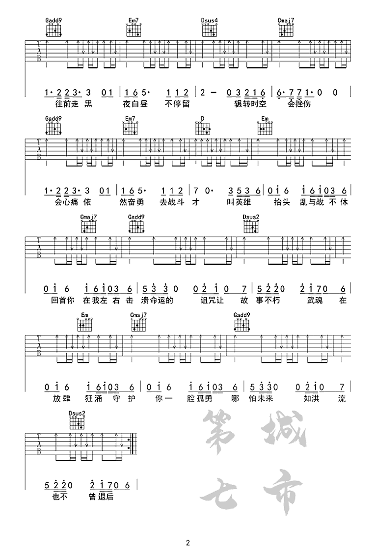张韶涵 破茧吉他谱C调 弹唱六线谱
