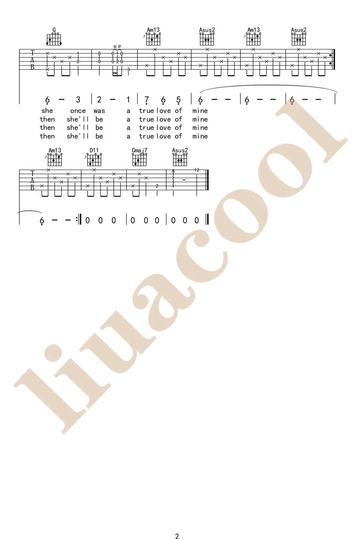 Scarborough Fair 斯卡布罗集市吉他谱C调 licacool弹唱六线谱