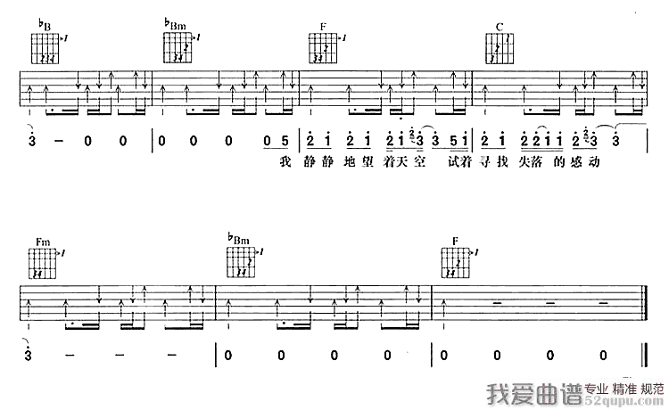 蔡依林 天空吉他谱F调 弹唱六线谱