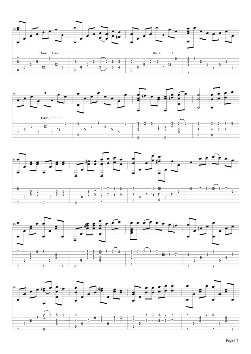 Chet Atkins vincent指弹谱 原调六线谱 搜谱网编配