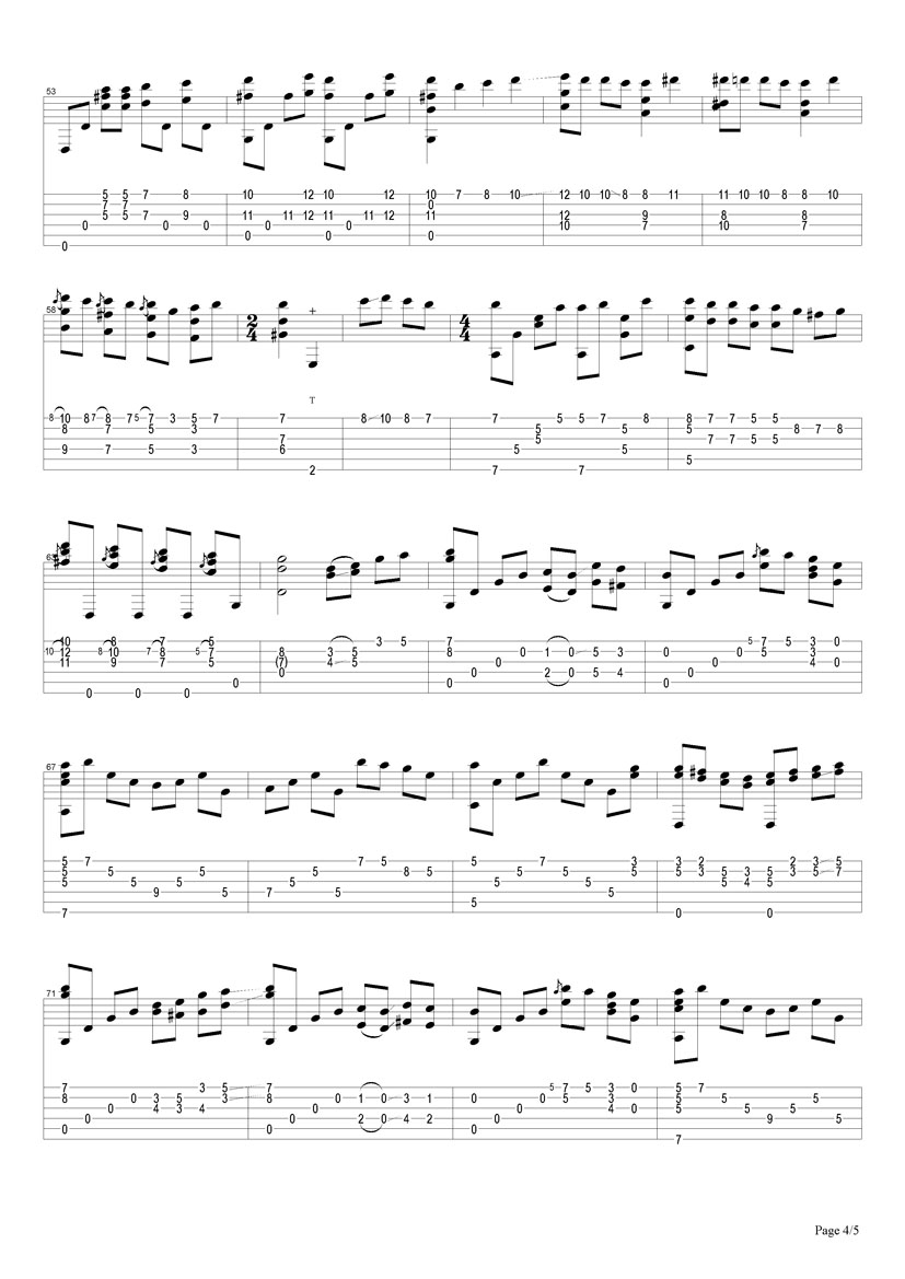 Chet Atkins vincent指弹谱 原调六线谱 搜谱网编配