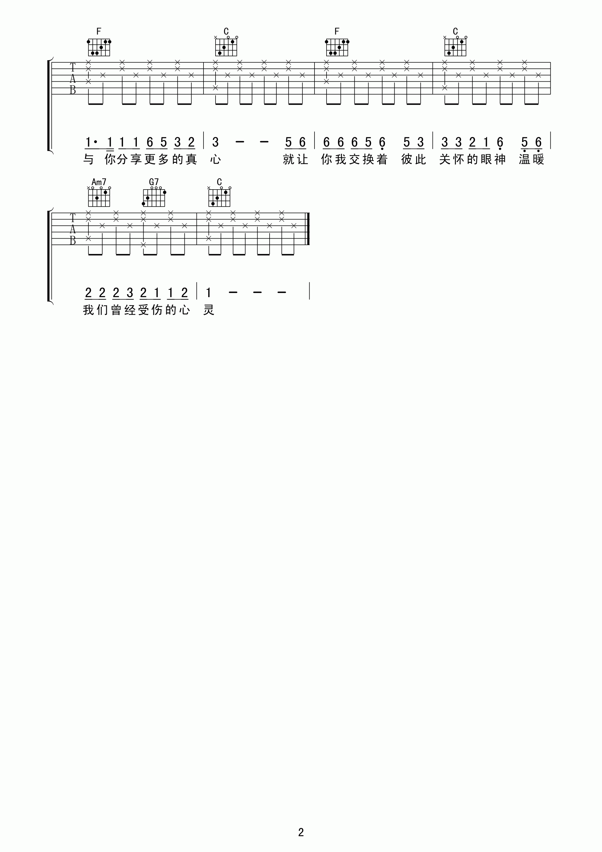 王杰 王杰19944吉他谱C调 弹唱六线谱