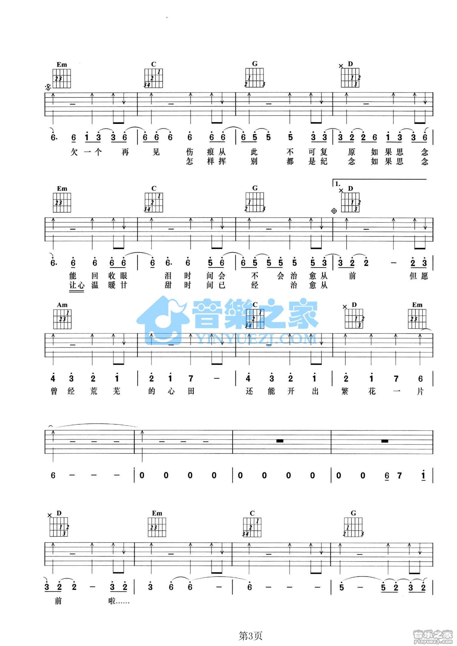 张宇 心术吉他谱A调 音乐之家弹唱六线谱