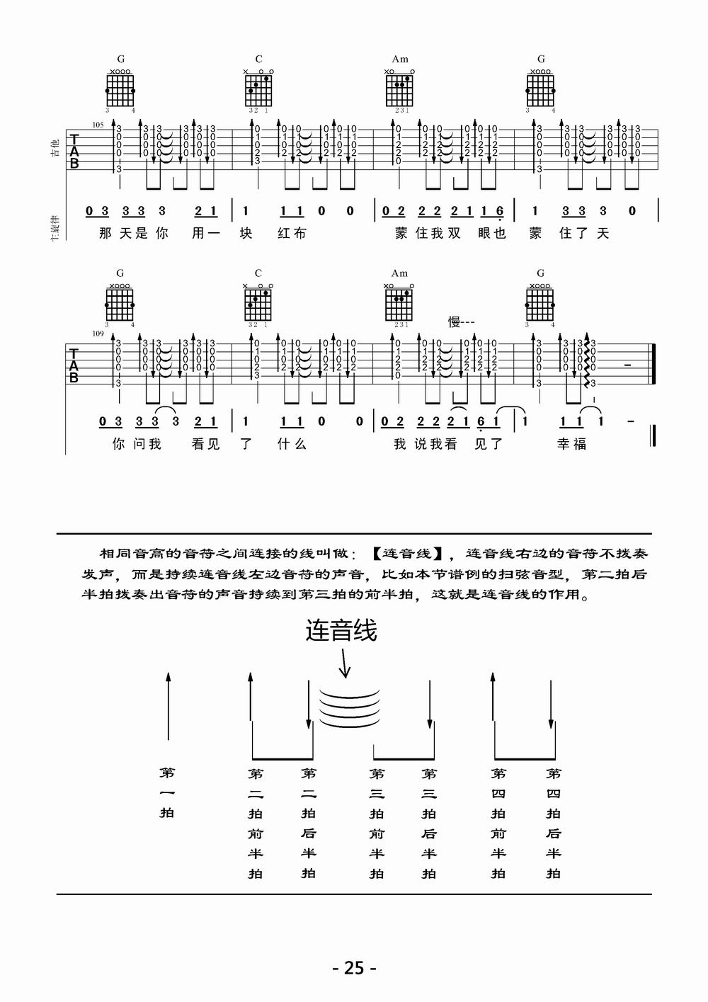 崔健 一块红布吉他谱G调 大伟吉他教室弹唱六线谱