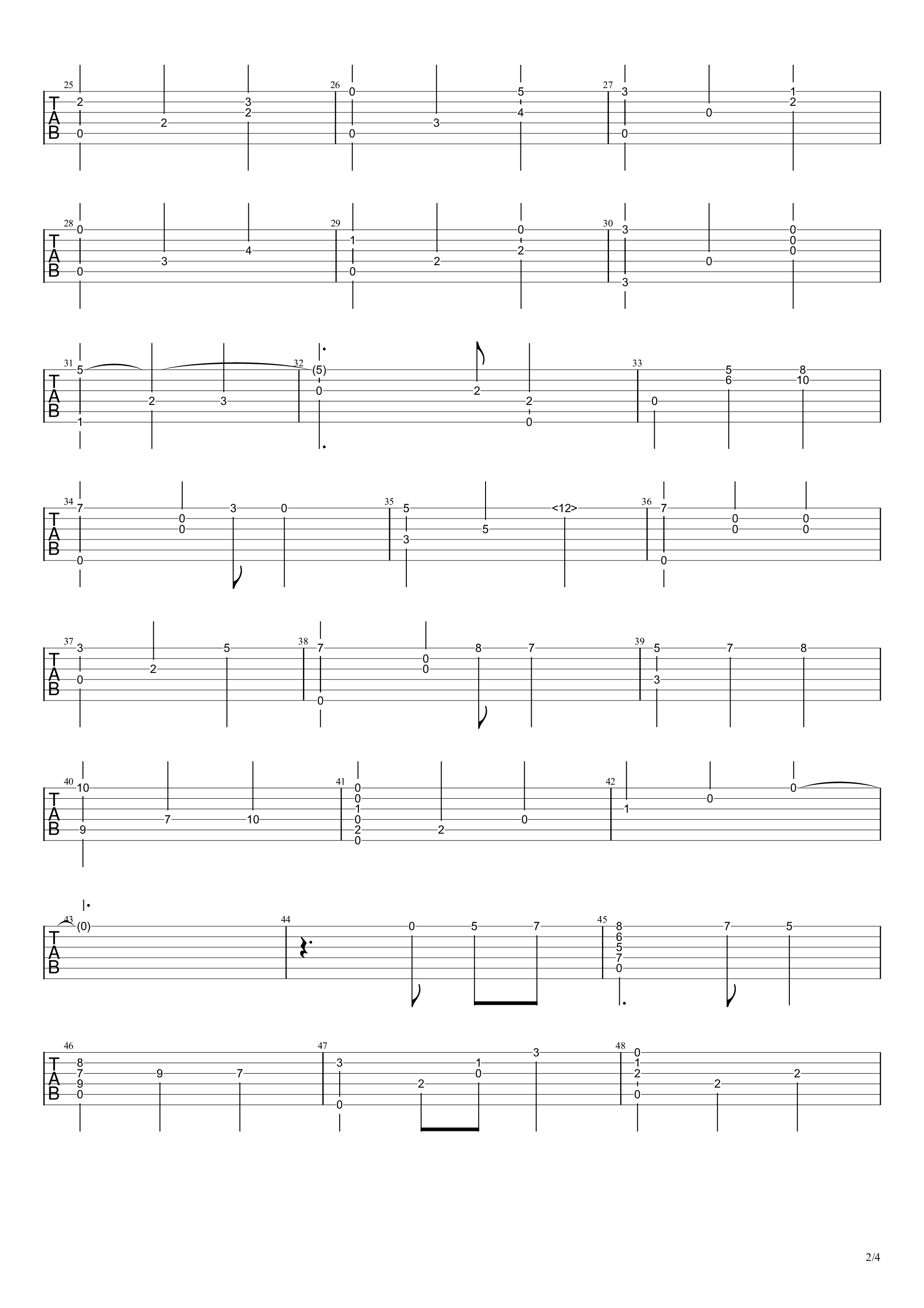 约定的梦幻岛插曲 伊莎贝拉之歌指弹谱 原调六线谱