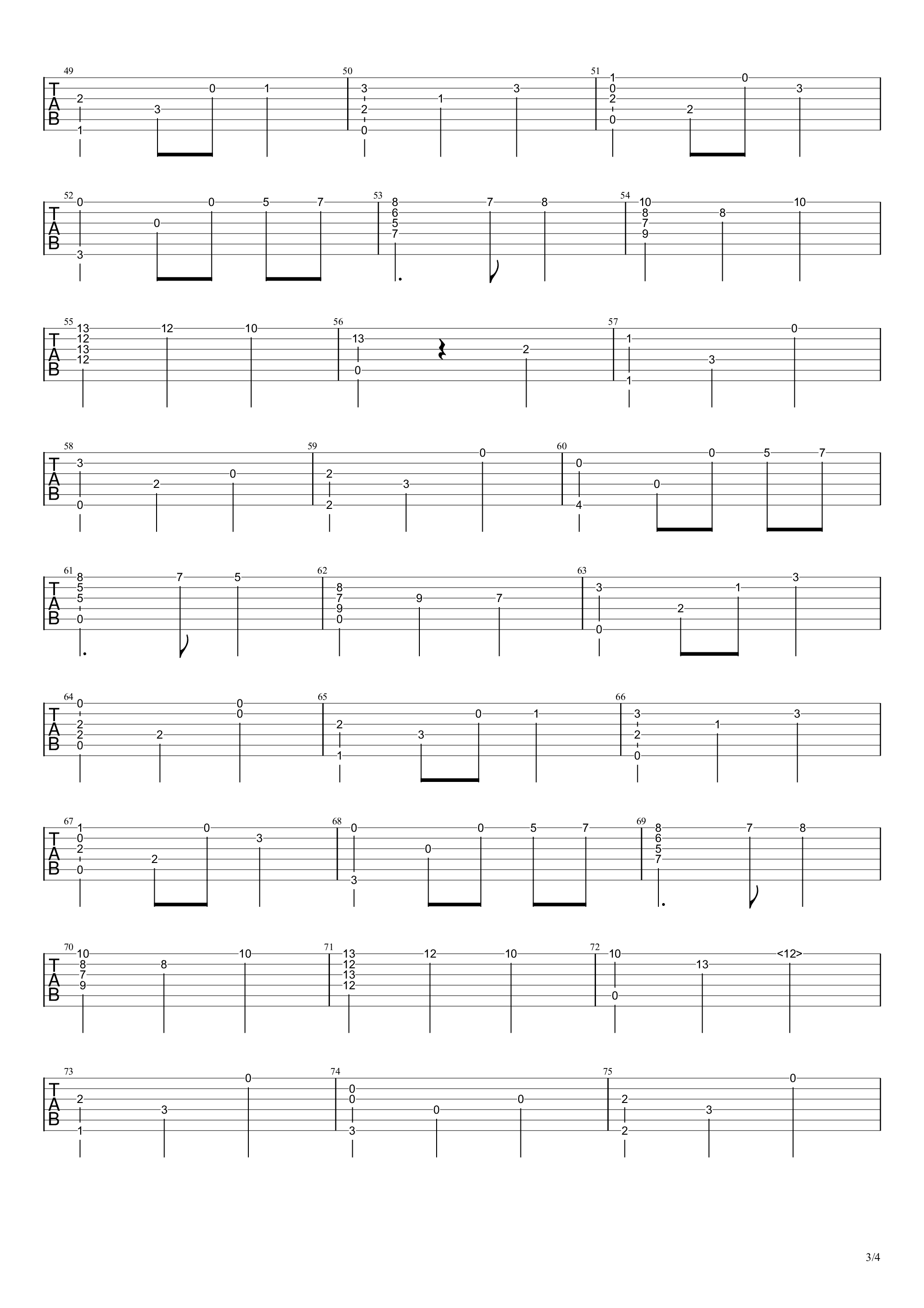 约定的梦幻岛插曲 伊莎贝拉之歌指弹谱 原调六线谱