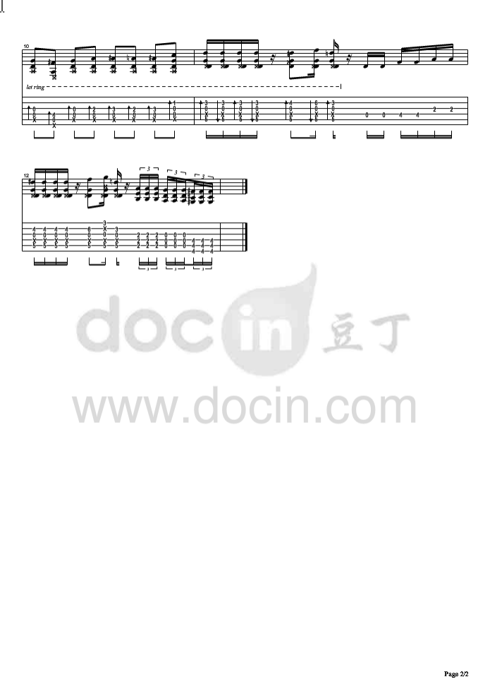 最终幻想插曲 战斗吉他谱 指弹六线谱