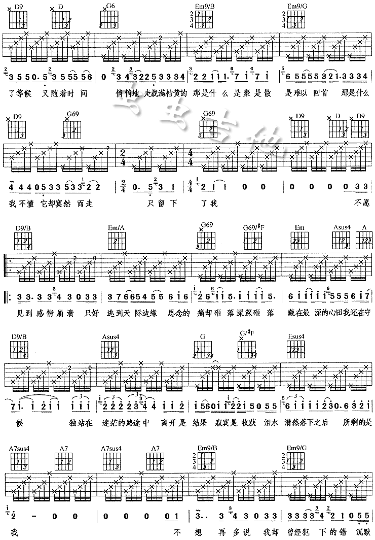齐秦 真的是我吉他谱D调 虫虫吉他弹唱六线谱