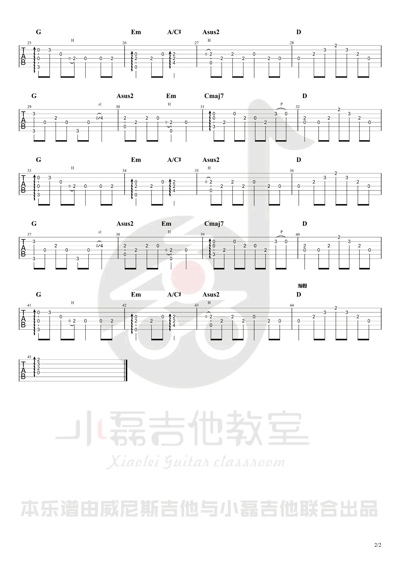 刘若英 知道不知道吉他谱 指弹六线谱