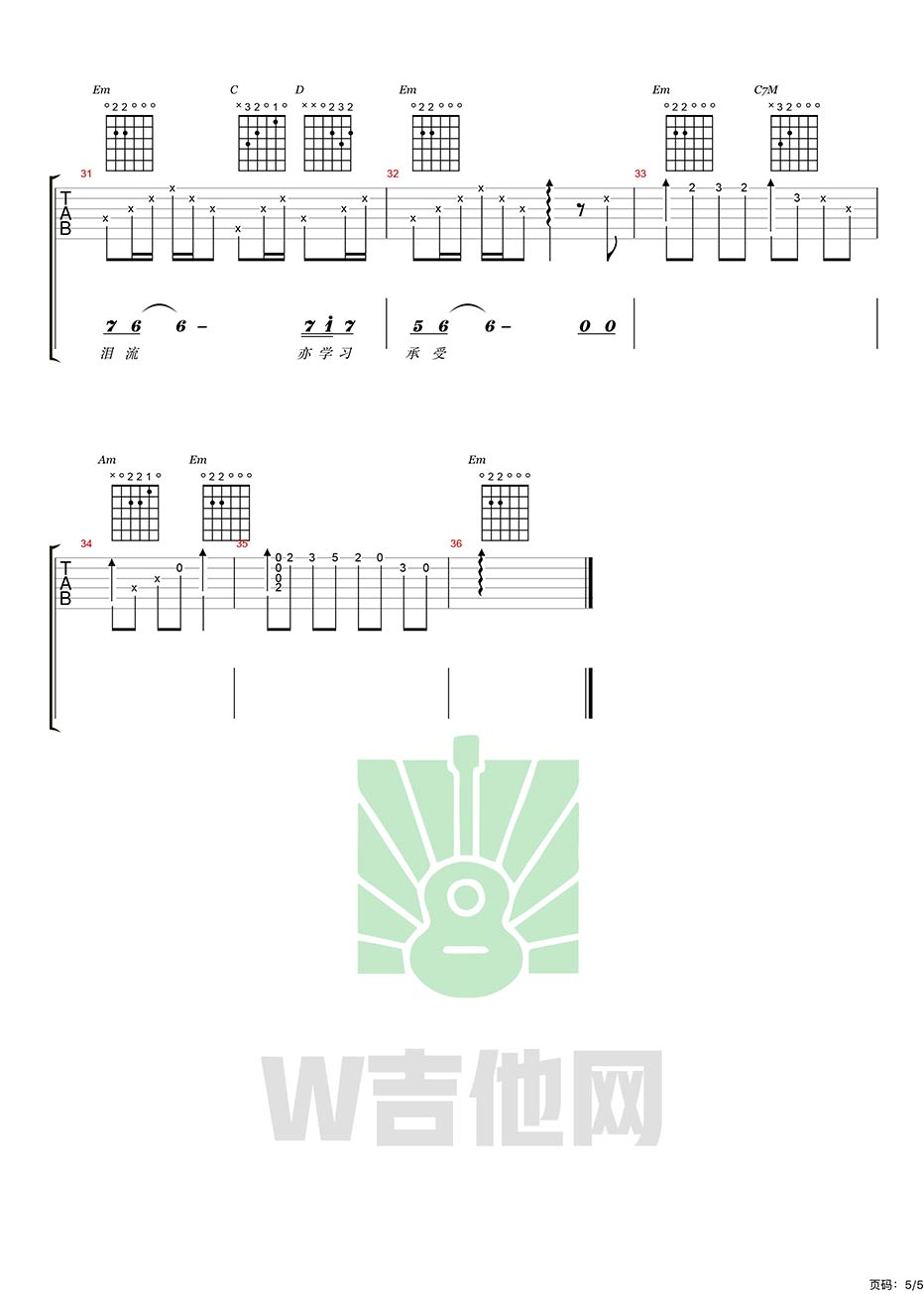 彭家丽 昨天今天下雨天吉他谱g调 弹唱六线谱